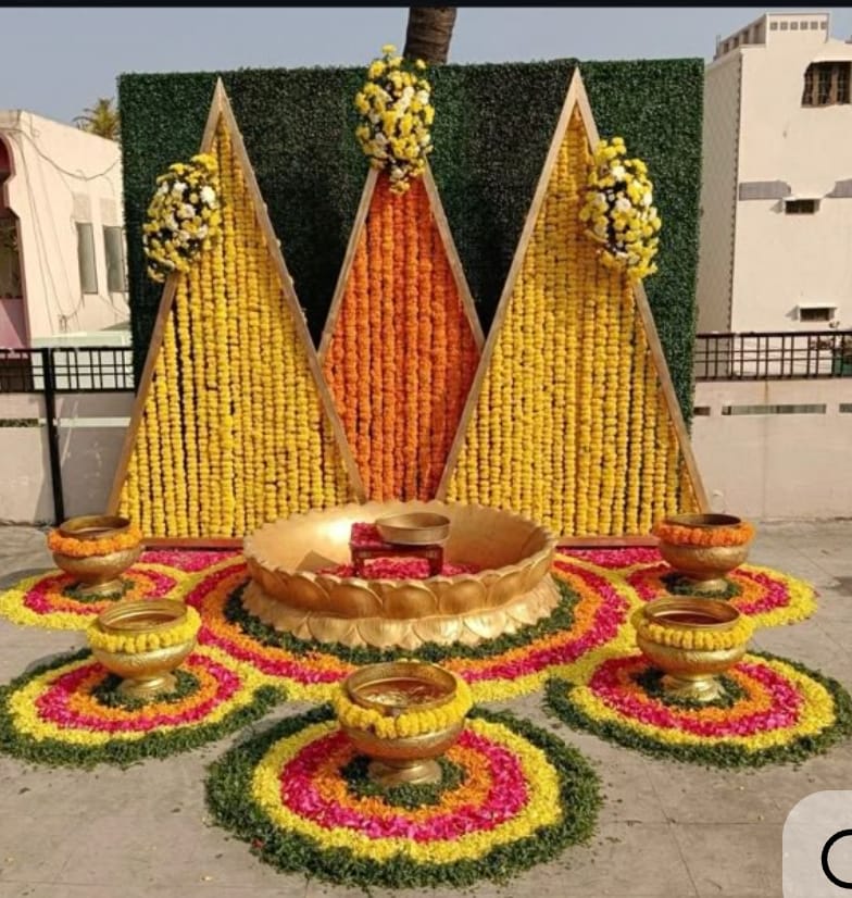 Delhi wedding decoration, haldi mehndi decor, shaadi aura setup